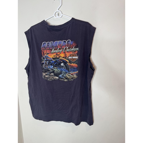 Harley-Davidson Shirt Mens 2XL Black Orlando Florida Alligator Graphic Tank - Picture 11 of 11